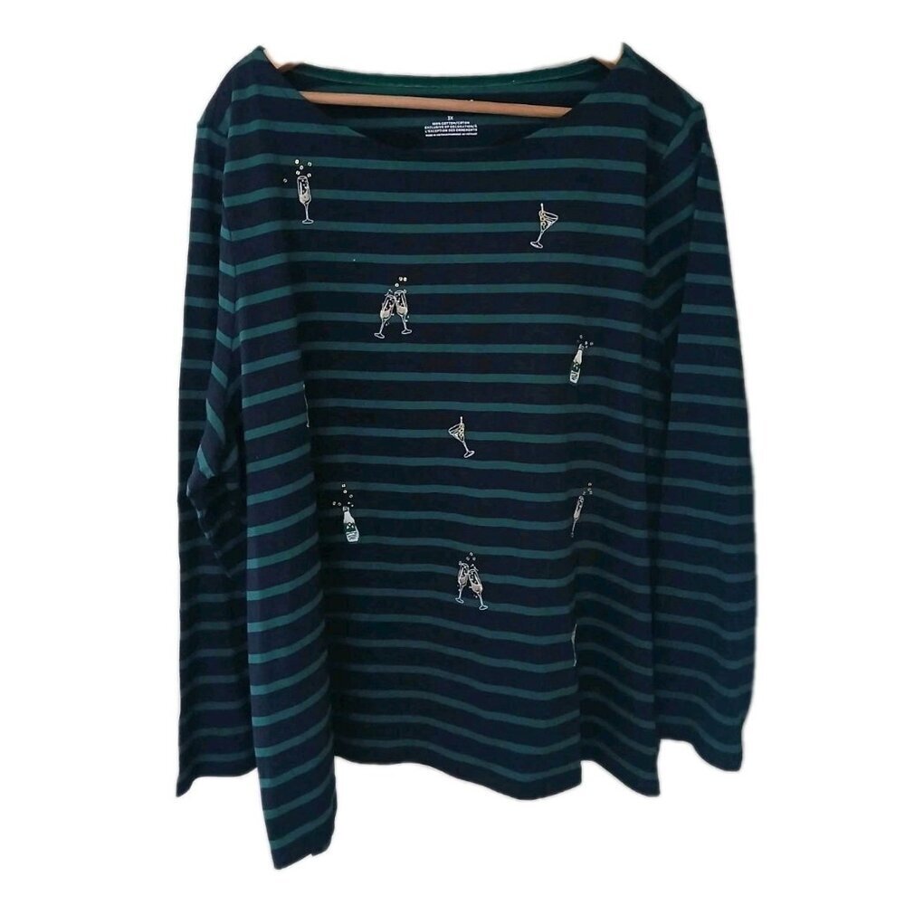 Talbots Embroidered Bateau Neck‎ Tee